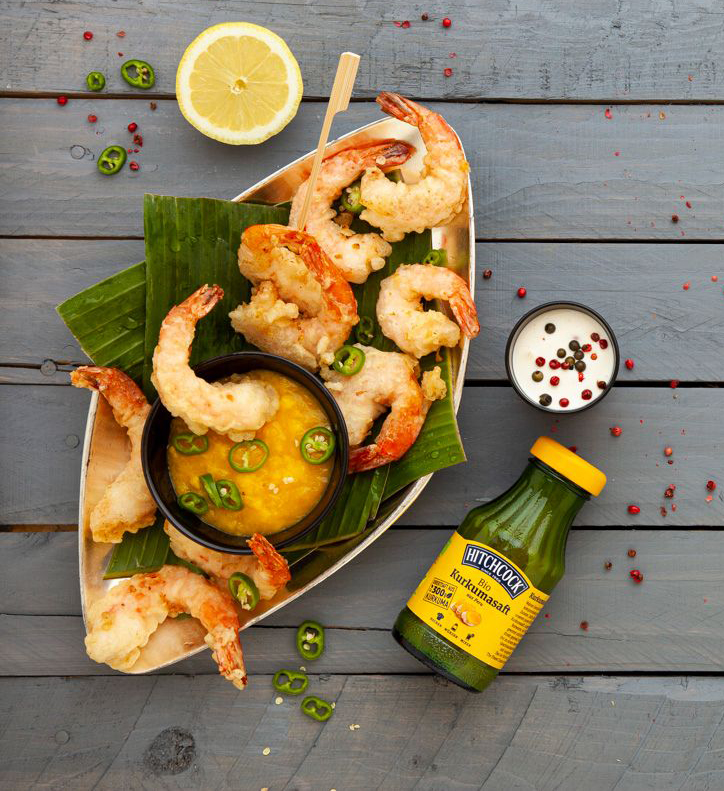 Tempura Garnelen mit Mango-Kurkuma Dip