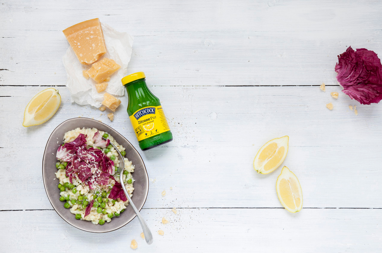 Zitronen-Erbsen-Risotto mit Radicchio