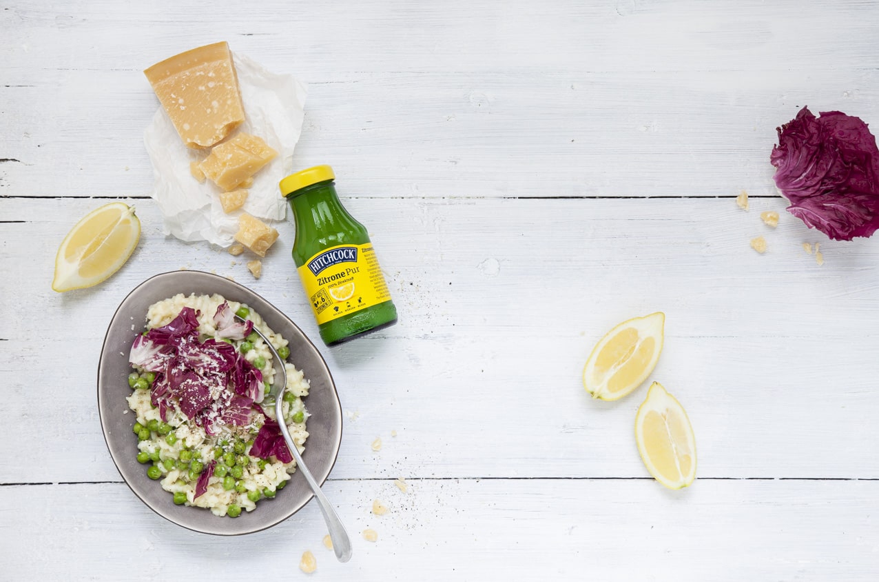 Zitronen-Erbsen-Risotto mit Radicchio