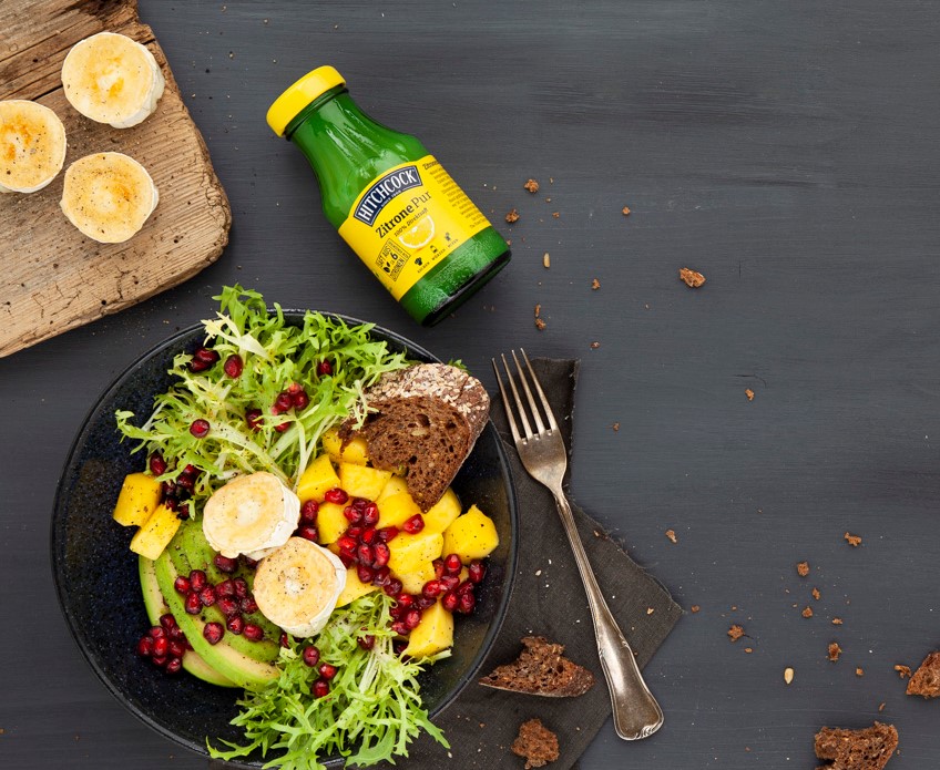 Ziegenkäse-Salat mit Granatapfel-Zitronen-Dressing